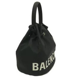Balenciaga Drawstring Bucket Handbag Embroidery Black